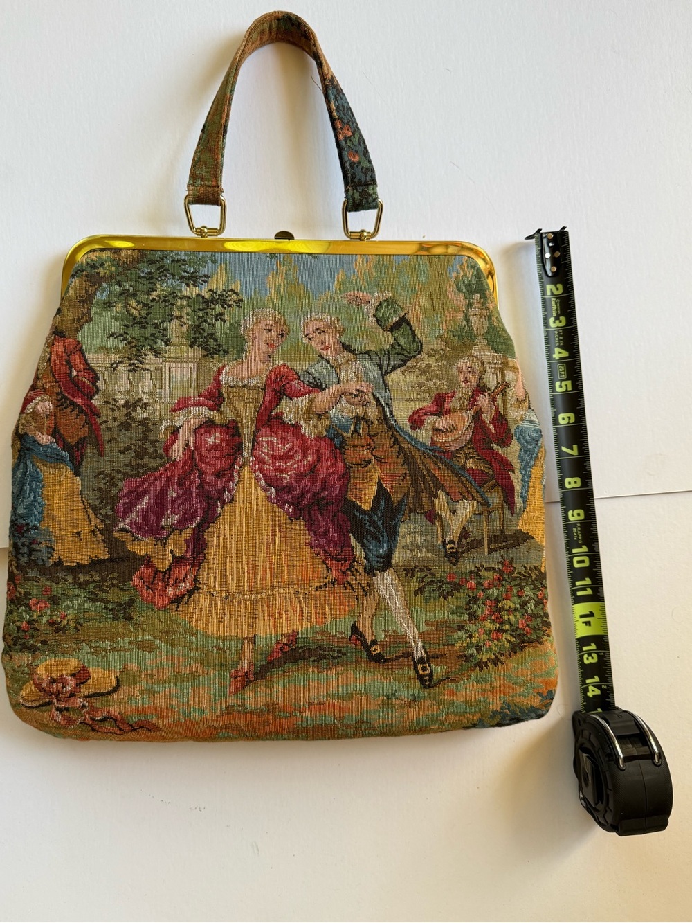 VINTAGE JR Florida Tapestry Handbag Julius Resnick Rococo Dancing Couple Garden